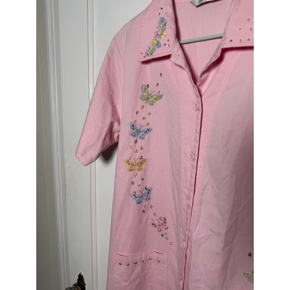 VTG Draper’s & Damon’s pink beaded floral 90s butterfly dragonfly dress med NWT - Picture 2 of 10